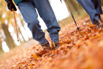 Two people walking in Autumn